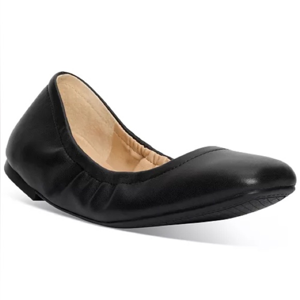New Jessica Simpson Black Leather ballet Flats Loafers slip on square toe sz 7 - Picture 6 of 6